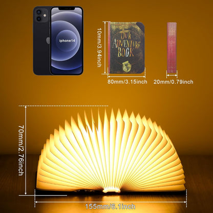 Mini 3D Folding Book Light – White/Yellow/Gradient Modes, ‘Up’-Inspired Gift for Book Lovers