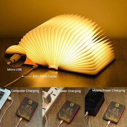 Mini 3D Folding Book Light – White/Yellow/Gradient Modes, ‘Up’-Inspired Gift for Book Lovers